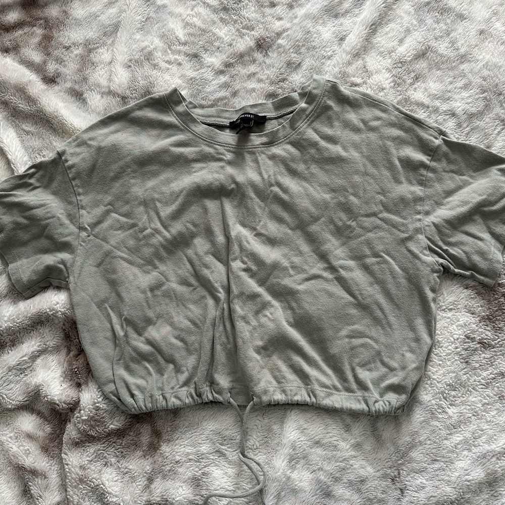 Forever 21 Green Relaxed Polo Crop Top